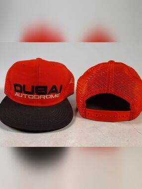 Dubai AutoDrome Flat Bill Red Trucker Hat, Nwot